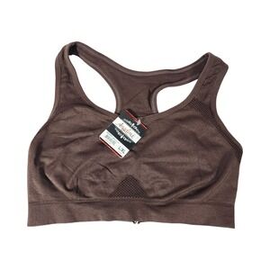 Angelina Brown Racerback Sports Bra Mesh Seamless SE2001 Mens L/XL NEW